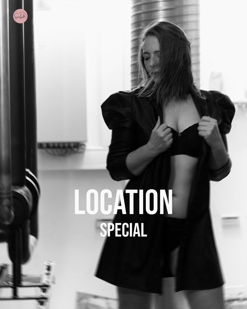 frau in einem urbanen eleganten dramatischen sinnlichen portratishooting im lost place hannover mit SensiLicht